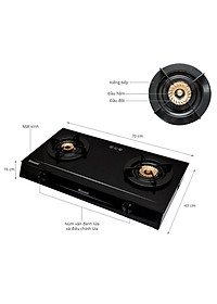 Bếp Ga Dương Đôi Rinnai RV-6Double Glass(L) - Đen- Hãng chính hãng